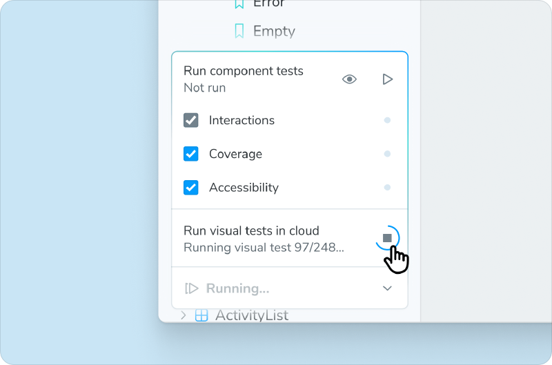 На изобаржении интерфейс интеграции Vitest в Storybook